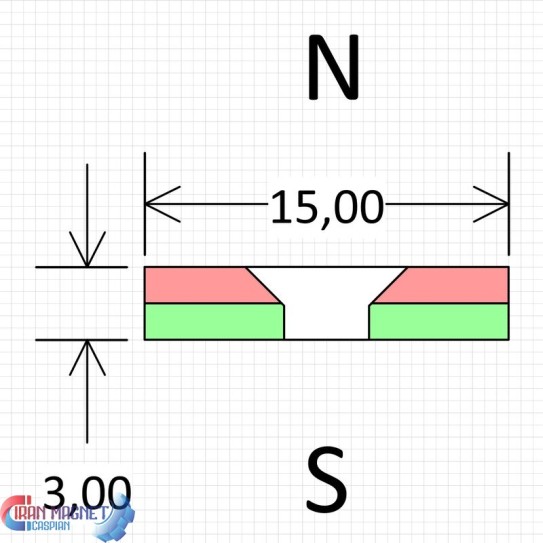 آهنربا کونیک N35 D15✘D4/D7.5✘3