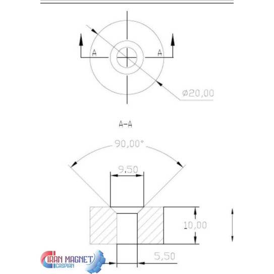 ابعاد سوراخ کونیک 10*20