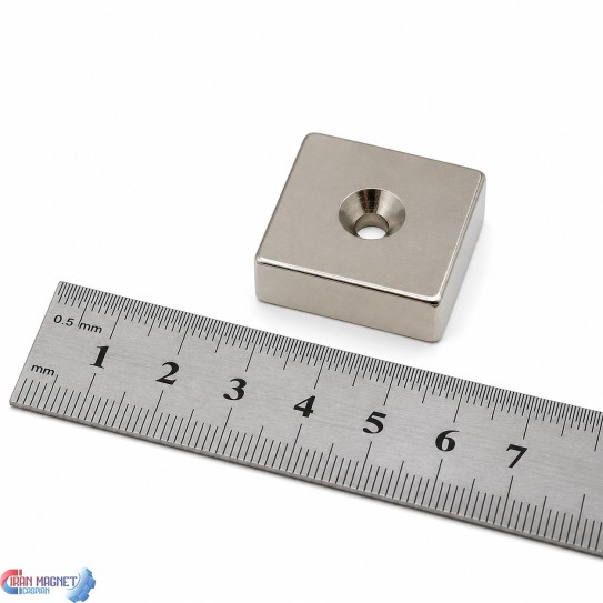 آهنربای نئودیمیوم کونیک‌دار 10×25×25 | مگنت جای پیچ‌دار قوی